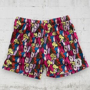 Overtime AOP Mesh Shorts Sz L Drawstring Elastic Waist Casual Graphic Print